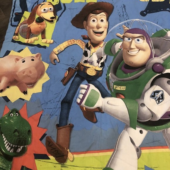 Disney Toy Story In 3-D Buzz Lightyear Woody Rex Comforter Blanket 40 x 53.5” - Picture 3 of 12